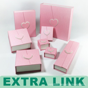 Pink Foldable Customized Logo Diamond Jewelry Set Packaging Box With Magnetic Lock